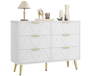 YITAHOME Commode contemporaine à 6 tiroirs pour Chambre à Coucher, Meuble de Chambre à Coucher, Large Commode en Bois, Meuble de Rangement Coulissant, Meuble de Bureau, Salon, Meuble de Rangement,