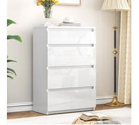 YITAHOME Commode en Bois à 4 Tiroirs, Meuble de Chambre à Coucher, Meuble de Rangement pour Chambre, 92 x 33 x 60 cm, Blanc
