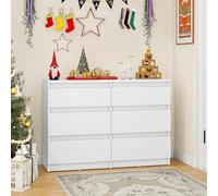 YITAHOME Commode en bois, commode pour chambre à coucher, 6 tiroirs avec coulisses, meuble de chambre à coucher, rangement pour chambre à coucher, armoire de chambre moderne, table de chevet, 100 x 30