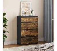 YITAHOME Commode en Bois pour Chambre à Coucher, contemporaine à 4 tiroirs, Meuble de Chambre à Coucher, Meuble de Rangement Coulissant, Meuble de Rangement, 92 x 33 x 60 cm (Noir Marron Rustique)