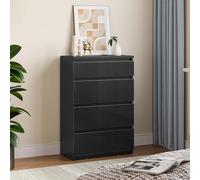 YITAHOME Commode en Bois pour Chambre à Coucher, contemporaine Brillante, 4 tiroirs, Meuble de Chambre à Coucher, Meuble de Rangement Coulissant, Meuble de Rangement, 92 x 33 x 60 cm (Noir)
