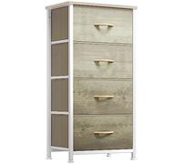 YITAHOME Commode en Tissu avec 4 tiroirs, Meuble de Rangement Pratique, Armoire pour Salon, Chambre d'enfant, Couloir,Couleur Bois Clair