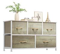 YITAHOME Commode en Tissu avec 5 tiroirs, Meuble de Rangement Pratique, Armoire pour Salon, Chambre d'enfant, Couloir,Couleur Bois Clair