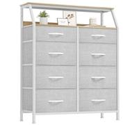 YITAHOME Commode en Tissu avec 8 tiroirs, Meuble de Rangement Pratique, Armoire pour Salon, Chambre d'enfant, Couloir,Gris Clair