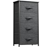 YITAHOME Commode,Meuble Chambre,4 Tiroirs en Tissu avec Poignées,Cadre en Métal,Dessus en Bois et Grand Espace de Rangement,Gris