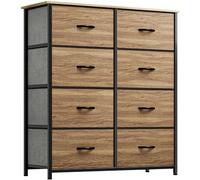 YITAHOME Commode,Meuble Chambre,8 Tiroirs en Tissu avec Poignées,Cadre en Métal,Dessus en Bois et Grand Espace de Rangement,Grain de Bois