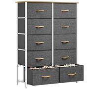 YITAHOME Commode pour Chambre à Coucher avec 10 tiroirs, Meuble de Rangement, Commode pour Chambre à Coucher, Salon, Cadre en Acier Robuste, Planche en Bois, tiroirs en Tissu (Gris)