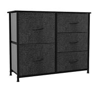 YITAHOME Commode pour Chambre à Coucher, Commode à 5 Tiroirs en Tissu Meuble de Rangement avec Dessus en Bois et Grand Espace de Rangement Chambre à Coucher, Salon, Chambre d'enfant, Gris Noir