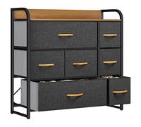 YITAHOME Commode pour Chambre à Coucher, Commode à 7 Tiroirs en Tissu Meuble de Rangement avec Dessus en Bois et Grand Espace de Rangement Chambre à Coucher, Salon, Chambre d'enfant, Gris Profond