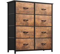 YITAHOME Commode pour Chambre à Coucher, Commode à 8 Tiroirs en Tissu Meuble de Rangement avec Dessus en Bois et Grand Espace de Rangement Chambre à Coucher, Salon, Chambre d'enfant, Rouille Brun