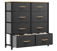 YITAHOME Commode pour Chambre à Coucher, Commode à 8 Tiroirs en Tissu Meuble de Rangement avec Dessus en Bois et Grand Espace de Rangement Chambre à Coucher, Salon, Chambre d'enfant, Gris Foncé