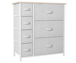 YITAHOME Commode pour Chambre à Coucher d'enfant, Commode à 7 Tiroirs en Tissu Meuble de Rangement avec Dessus en Bois et Grand Espace de Rangement , Salon, Gris Clair