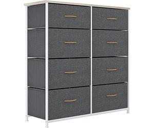 YITAHOME Commode pour Chambre d'enfant à Coucher, Commode à 8 Tiroirs en Tissu Meuble de Rangement avec Dessus en Bois et Grand Espace de Rangement, Salon, Gris