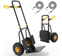 YITAHOME Diable Pliable avec 2 Grandes Roues industrielles, Diable Robuste et réglable en Hauteur avec Roues silencieuses Haute adhérence, capacité de 150 kg avec 2 Cordes élastiques
