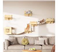 YITAHOME Mur d'escalade pour chat - Ensemble de 5 meubles solides en bois - Avec maison pour chat - Lit pour chat - Plateforme - Colonne en sisal - Pont suspendu pour chat - Pour dormir, jouer, se