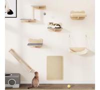 YITAHOME Ensemble Mural d'escalade pour Chat, Meubles en Bois Robuste, 7 étagères avec escaliers, griffoirs et griffoirs pour Que Les Chats dorment, Jouent et se reposent