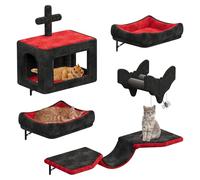 YITAHOME Ensemble Mural Gothique d'escalade pour Chat en Flanelle, 5 pièces Meubles Robustes pour Chat avec Maison, lit, hamac et Colonne en sisal avec araignée pour Dormir et Jouer à se détendre
