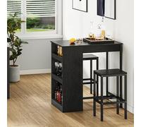 YITAHOME Ensemble Table de Bar avec Tabourets, Table à Manger Debout avec 2 chaises de Bar 3 Étagères, Table Haute Bar et 2 tabourets pour Salle à Manger, pour Salle à Manger, Cuisine, Noir
