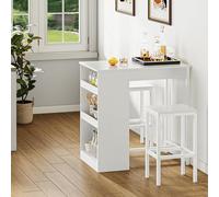 YITAHOME Ensemble Table de Bar avec Tabourets, Table à Manger Debout avec 2 chaises de Bar 3 Étagères, Table Haute Bar et 2 tabourets pour Salle à Manger, pour Salle à Manger, Cuisine, Blanc