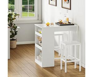 YITAHOME Ensemble Table de Bar avec Tabourets, Table à Manger Debout avec 2 chaises de Bar 3 Étagères, Table Haute Bar et 2 tabourets pour Salle à Manger, pour Salle à Manger, Cuisine, Blanc