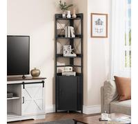 YITAHOME Étagère d'angle, bibliothèque Industrielle avec Armoire, bibliothèque autoportante, étagères de Rangement en Bois pour Salon, Bureau à Domicile, Couloir, étagères à Livres Noir