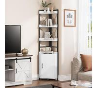 YITAHOME Étagère d'angle, bibliothèque Industrielle avec Armoire, bibliothèque autoportante, étagères de Rangement en Bois pour Salon, Bureau à Domicile, Couloir, étagères à Livres Blanc