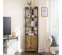 YITAHOME Étagère d'angle, bibliothèque Industrielle avec Armoire, bibliothèque autoportante, étagères de Rangement en Bois pour Salon, Bureau à Domicile, Couloir, étagères à Livres Marron Rustique