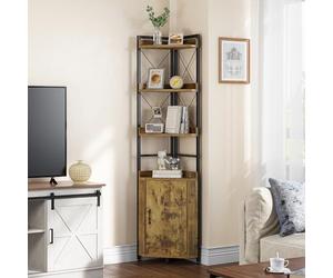 YITAHOME Étagère d'angle, bibliothèque Industrielle avec Armoire, bibliothèque autoportante, étagères de Rangement en Bois pour Salon, Bureau à Domicile, Couloir, étagères à Livres Marron Rustique