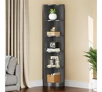 YITAHOME Étagère d'angle Moderne à 5 Niveaux sur Pied, 30 x 30 x 180 cm, 5 étagères d'angle et bibliothèques, étagères de Rangement Ouvertes en Bois pour Salon, Bureau à Domicile
