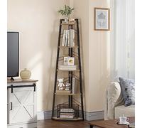 YITAHOME Étagère d'angle Ouverte à 5 Niveaux, Style Industriel et Moderne, autoportante en Bois - pour Salon, Couloir, Bureau à Domicile - Couleur chêne