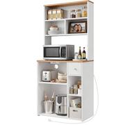 YITAHOME Étagère de Boulangerie avec Prise de Courant, étagère de Rangement de Cuisine avec Plan de Travail, étagère Haute de 75 cm de Large, 2 Prises AC, 2 Ports USB, Bar à café, étagère pour