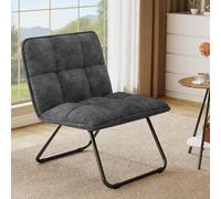 YITAHOME Fauteuil Salon Pliable, Chaise Coiffeuse, Chaise Salon Siège Rembourré avec Cadre Métallique, Fauteuil Relax Pouf de Salon Léger et Portable pour Salon, Chambre, Bureau,Gris