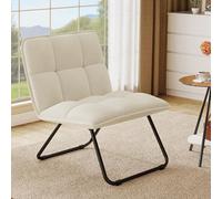 YITAHOME Fauteuil Salon Pliable, Chaise Coiffeuse, Chaise Salon Siège Rembourré avec Cadre Métallique, Fauteuil Relax Pouf de Salon Léger et Portable pour Salon, Chambre, Bureau, Blanc