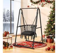 YITAHOME Fauteuil suspendu avec support, charge maximale : 150 kg, cadre en acier robuste, balançoire suspendue avec coussin, 105 x 93 x 160 cm, fauteuil suspendu avec 2 crochets pour terrasse, balcon