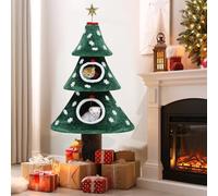 YITAHOME Grand Arbre à Chat de 132 cm avec Maison à Double Couche, Tour pour Chat, avec Jouet pour Chat, Centre d'activités de Jeu pour Chatons, décoration de Noël, Vert