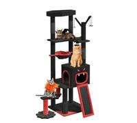YITAHOME Grand Arbre à Chat Gothique, 153 cm de Haut, Taille XL, Stable avec 4 colonnes en sisal, 1 griffoir, 1 lit pour Chat, 1 bâton Amusant, nid de Plateforme, Grotte, Halloween, Noir