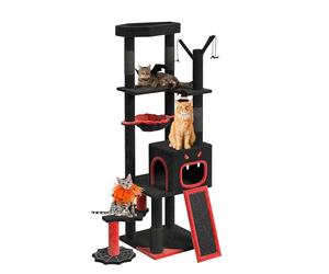 YITAHOME Grand Arbre à Chat Gothique, 153 cm de Haut, Taille XL, Stable avec 4 colonnes en sisal, 1 griffoir, 1 lit pour Chat, 1 bâton Amusant, nid de Plateforme, Grotte, Halloween, Noir