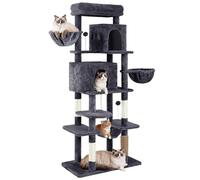 YITAHOME Grand Arbre à Chat, Hauteur 176 cm, Taille XL, Arbre à Chat à Plusieurs étages, avec 2 niches, 2 paniers, hamac, balles en Peluche, brosses à Chat, Gris foncé