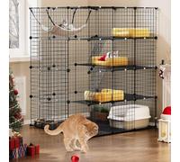 YITAHOME Grand enclos pour Chat à 4 Niveaux avec hamac, Cage Amovible en Fil métallique, Convient pour 1 à 4 Chats, utilisable en intérieur/extérieur, 105 x 105 x 140 cm