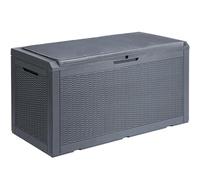 YITAHOME Grande boîte de rangement de jardin étanche et robuste en résine de 380 l avec coussin, résistante aux intempéries et durable, coussins d'extérieur, verrouillable, gris foncé