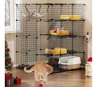 YITAHOME Grande Cage pour Chat à 4 Niveaux, Enclos pour Chats avec Hamac Amovible, Chenils Intérieur/Extérieur, Métal Amovible, Clôture pour Petits Animaux pour 1 à 4 Chats, 105 x 105 x 140 cm