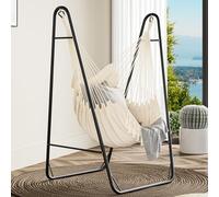 YITAHOME Hamac avec Support 92x39x11cm, Cadre Robuste, Support de Hamac avec Balançoire Suspendue, Charge Max. 150kg, Chaise Suspendue avec 2 Crochets et 1 Poche Latérale de Dossier pour Jardin, Blanc