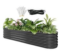YITAHOME Kit de jardinière surélevée d'extérieur 240 x 61 x 43 cm, Plates-Bandes surélevées épaisses en Zinc-Aluminium-magnésium et Acier Inoxydable pour Jardin avec Caoutchouc de sécurité pour