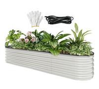 YITAHOME Kit de jardinière surélevée d'extérieur 240 x 61 x 43 cm, Plates-Bandes surélevées épaisses en Zinc-Aluminium-magnésium et Acier Inoxydable pour Jardin avec Caoutchouc de sécurité pour