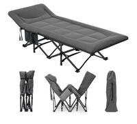 YITAHOME Lit de Camping - Pliant pour Adultes - Capacité de 250 kg - Gris - avec Matelas