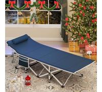 YITAHOME Lit de Camping Pliant pour Adultes, Lit de Camp Portable Extra Large et Robuste de 71 cm, Lits de Couchage Confortables pour Voyage/Bureau/Extérieur, Bleu