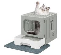 YITAHOME Litière pour Chat avec Couvercle, Grande litière fermée, sans Odeur, Anti-éclaboussures, avec bac à déchets à tiroir, Pelle à litière, Pliable avec Couvercle