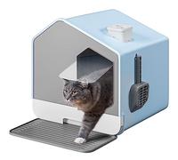 YITAHOME Litière pour Chat XXL avec Couvercle, 44 x 40 x 45 cm, Design de maisonnette avec Tapis de litière et Pelle, Nettoyage Facile des tiroirs, Bords Hauts (Bleu)
