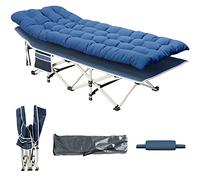 YITAHOME Lits de Camping Pliants pour Adultes, Lit de Camp Robuste et Robuste avec Matelas Extra Épais, Tubes Plus Épais Stronge Lit de Couchage pour Bureau de Voyage en Plein Air, Bleu