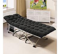 YITAHOME Lits de Camping Pliants pour Adultes, Lit de Camp Robuste et Robuste avec Matelas Extra Épais, Tubes Plus Épais Stronge Lit de Couchage pour Bureau de Voyage en Plein Air, Noir